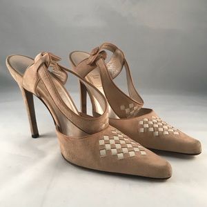 Christian Dior Woven Suede/Leather Heels
